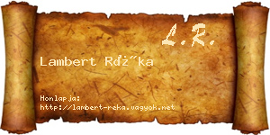 Lambert Réka névjegykártya